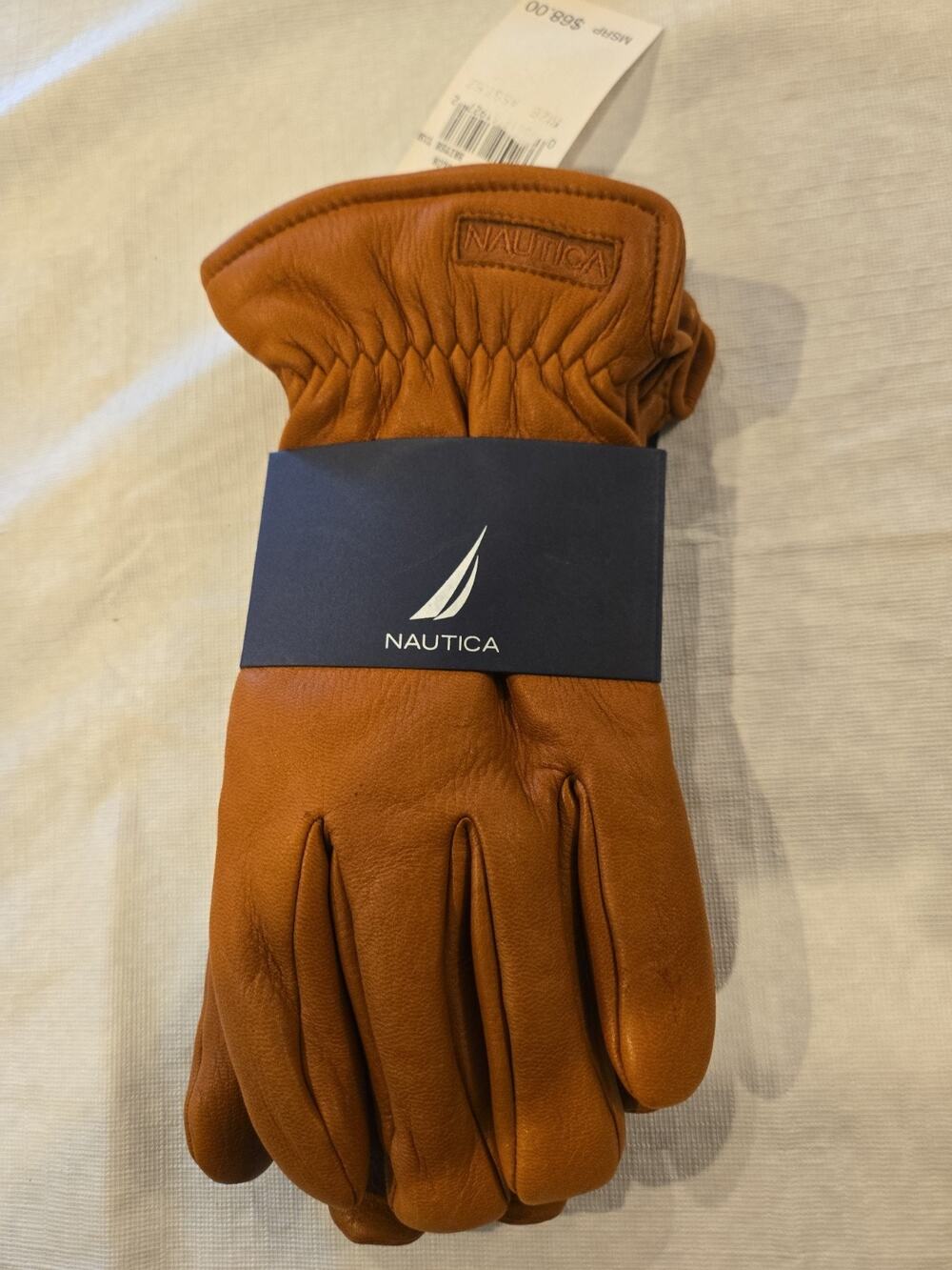 Men's NAUTICA Leather Gloves,tan Large New With Tags